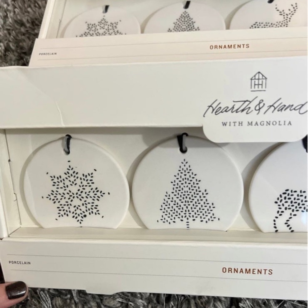 2- Hearth & Hand with Magnolia Porcelain Christmas Ornaments - Picture 2 of 6